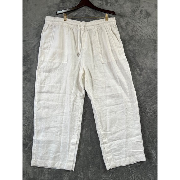 Athleta Pants - Athleta Retreat Linen Pants Womens 2X White Wide Leg High Rise NWOT